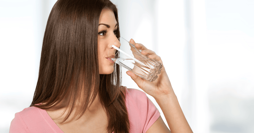 a women drinking water
