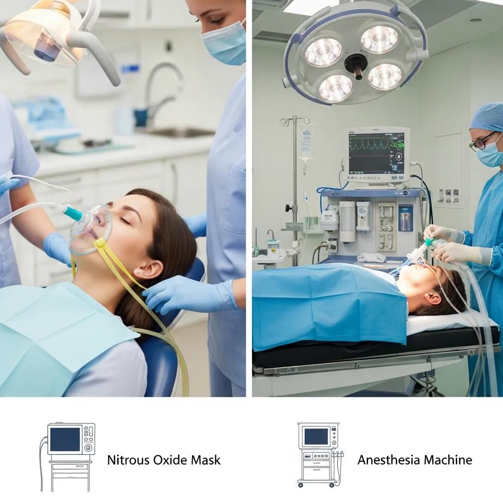 Comparison of dental sedation with nitrous oxide and general anesthesia in a surgical setting